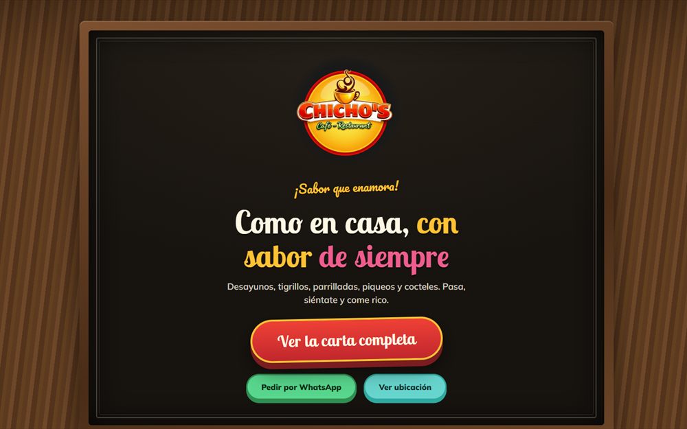 Pantalla de inicio de Chicho's Café - Restaurant