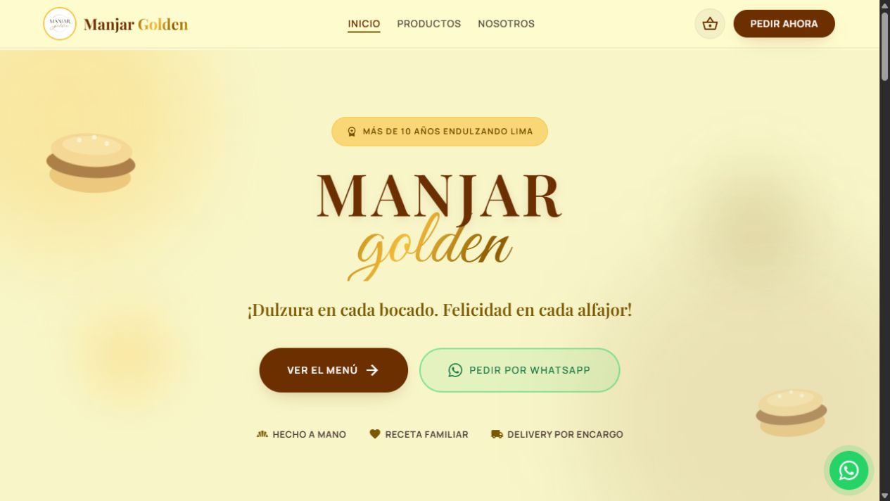 Concepto de tienda web Manjar Golden